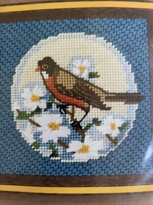 Kit de punta de aguja Robin and Appleblossoms Vintage Jiffy nuevo en paquete 5x5 - Imagen 1 de 9