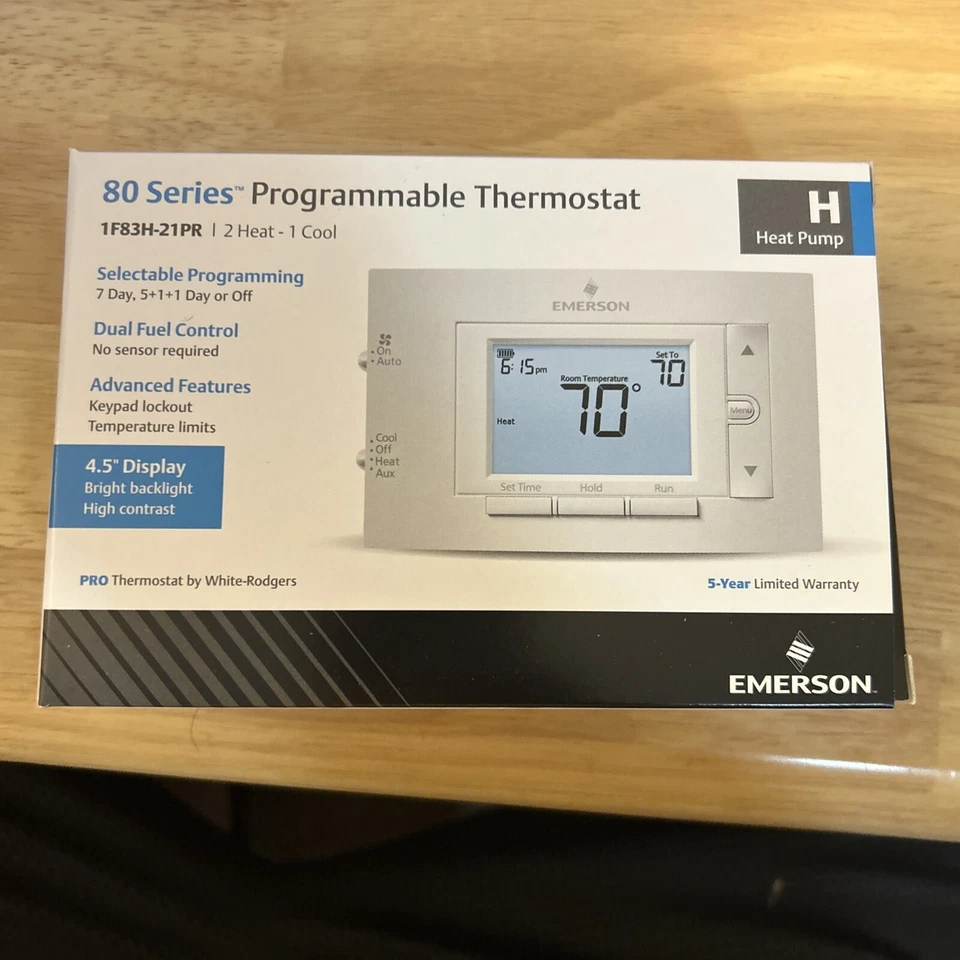 **NEW** 1F83H-21PR Emerson/WhiteRodgers 2 Heat/1 Cool Heat Pump Prog Tstat HVAC - Image 1 of 3