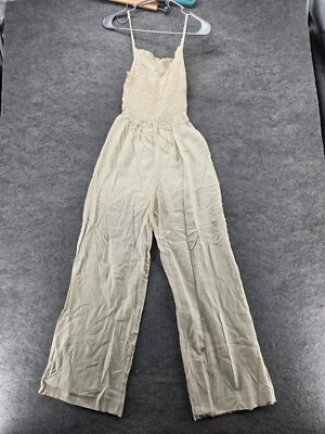 Mono HM para mujer XS marfil sin mangas mezcla de lino calado Foto 1 de 4