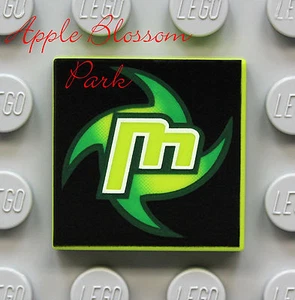 NEW Lego Racers JUNGLE MONSTER "M" 2x2 Printed FLAT TILE Lime Green & Black 8356 - Picture 1 of 3