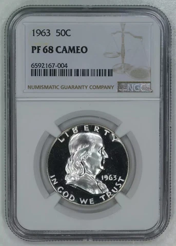 1963 PROOF FRANKLIN HALF DOLLAR 50C NGC CERTIFIED PF 68 CAMEO (004) Cover