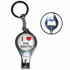 I love The South -  Nail Clipper Bottle Opener Metal Key Ring New