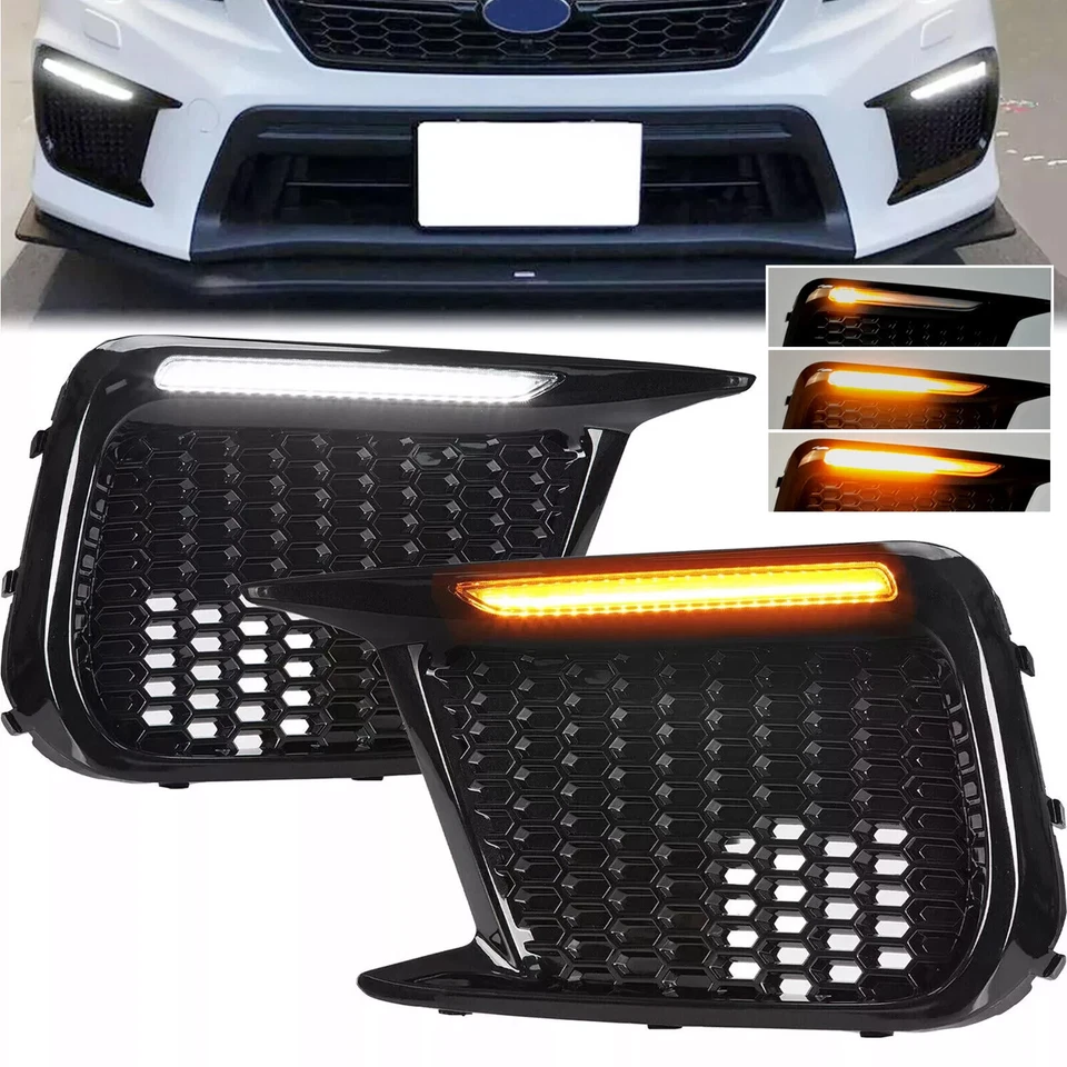Biseles de luz antiniebla LED DRL secuencial/conmutador trasero diestro y derecho para Subaru WRX STI 2018-up Foto 1 de 4