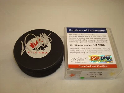 Luc Robitaille Signed Team Canada Hockey Puck Autographed PSA/DNA COA 1A - Image 1 of 4