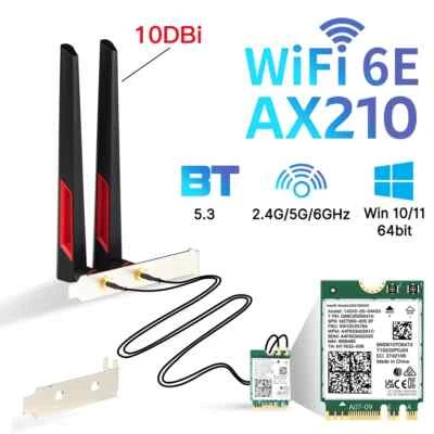 5374Mbps for Intel AX210 802.11ax Wi-Fi 6E Card Bluetooth 5.3 MU-MIMO AX210NGW - Image 1 of 4