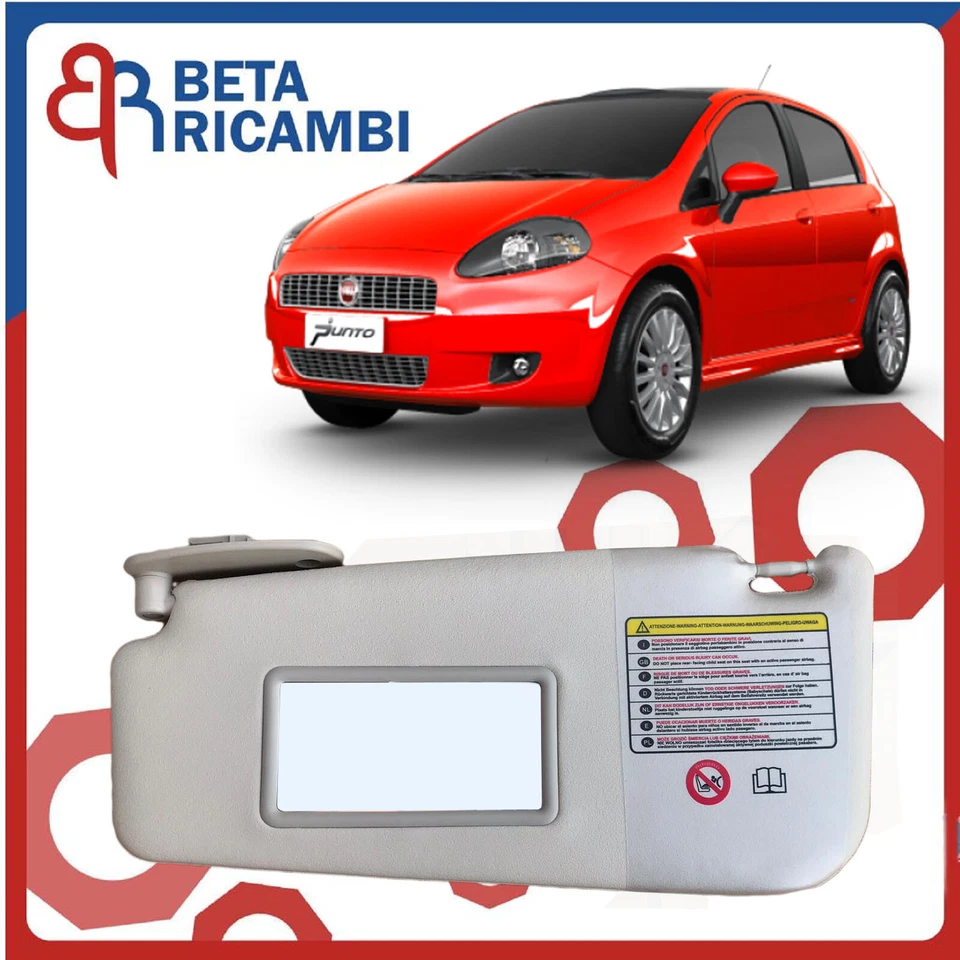 Aletta Parasole sinistra Lato Guida con Tasca e Specchio per FIAT Grande Punto