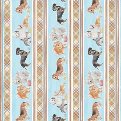 Michael Miller 面料~Play Time Stripe~蓝色~Stay Pawsitive~Dogs DCX11201~BTY — 第 1/2 张图片