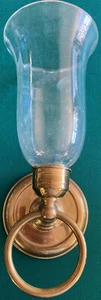 ORIGINAL~VINTAGE~~BRASS~~HURRICANE CANDLE SCONCE~~8.5" FLUTED GLASS~~13.5" TOTAL - Picture 1 of 6