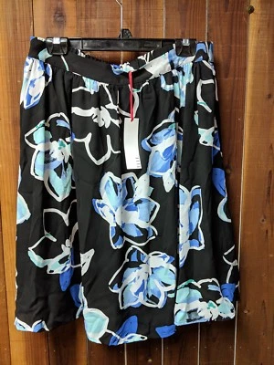 Women's Size Large New With Tags Black & Blue Floral Pull On Skirt by Elle - Image 1 of 4