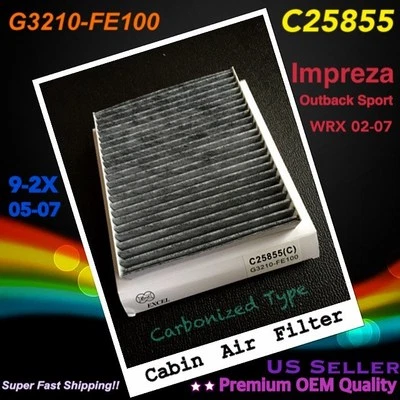 CARBONIZED CABIN AIR FILTER For Subaru Impreza Outback Sport WRX 02-07 Great Fit - Image 1 of 4
