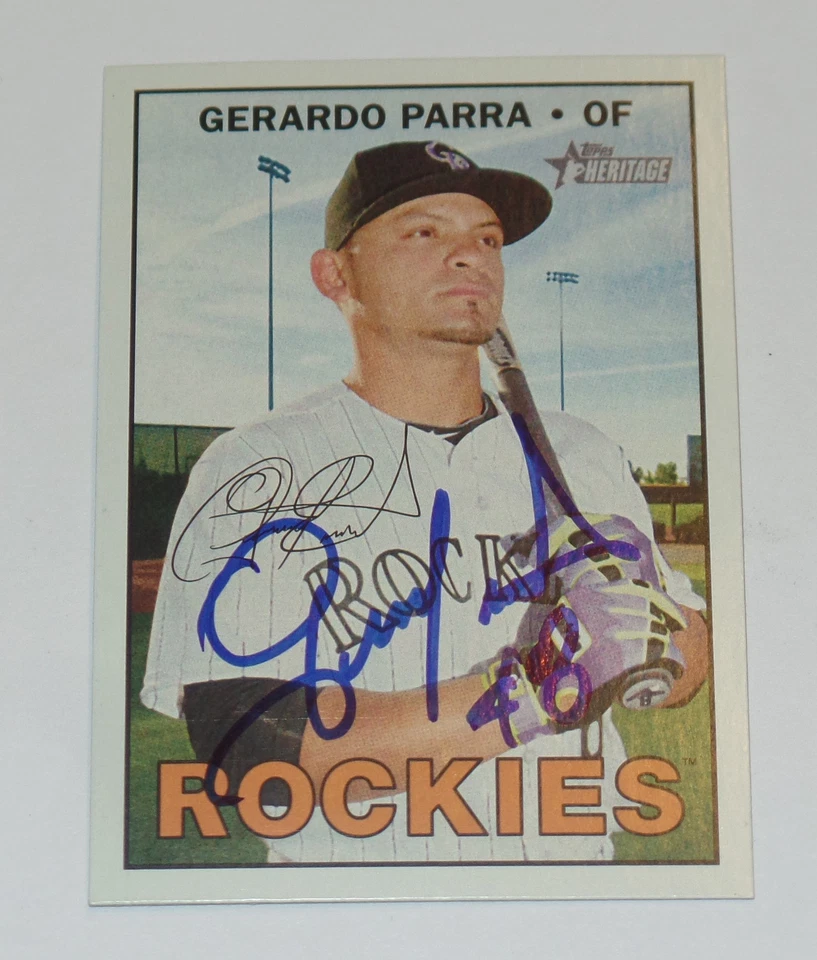 Tarjeta Topps Heritage 2016 firmada por Gerardo Parra #625 Colorado Rockies Foto 1 de 1