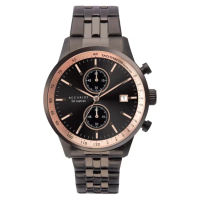 Accurist Black IP black & Rose Dial Chrono Watch 50m 7341 - image 1 of 3