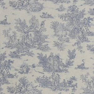 Mini French Toile De Jouy Blue 160cm Fabric Cotton Pastoral Country Curtains - Picture 1 of 6