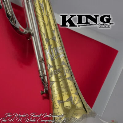 Corneta Modelo Maestro Vintage King H. N. Blanco Tono Plata Foto 1 de 4