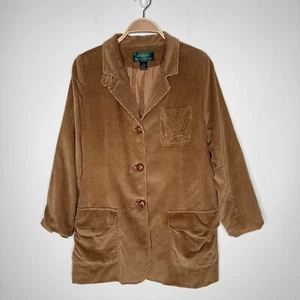 Lauren Ralph Lauren Brown Corduroy Elbow Patch Blazer Jacket SZ 12 - Picture 1 of 12