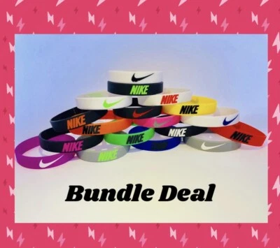 Nike Sport Baller Band Silicone Rubber Bracelet Wristband 40 pcs LOT MIX COLORS - Image 1 of 4