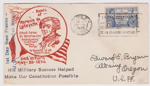 RR LETTRE ILLUSTREE 1937 FDC 1ER JOUR CONSTITUTION USA YT 357 LAFAYETTE - Picture 1 of 1