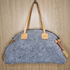 Dooney and Bourke shoulder purse blue doodle swirl canvas womens - Picture 1 of 9