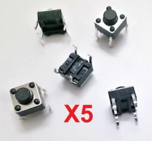 Micro Pulsador Para Circuito Impreso - NO - 6 x 6 x 5 mm- Bolsa De 5 Unidades - Imagen 1 de 1