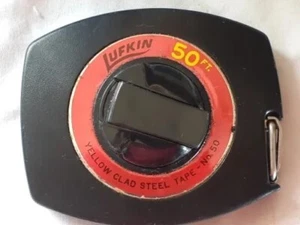 Lufkin 50' Nastro Acciaio Rivestito Giallo n. 50 Nastro Misuratore Vintage  - Foto 1 di 5