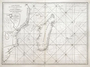 Madagaskar Mosambik Original Kupferstich Landkarte Mannevillette 1775 - Zdjęcie 1 z 1
