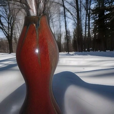 Jarrón Rojo Doble Goard Firmado Mullit Color, Muy Pesado.(L 5 pulgadas de alto 5 pulgadas de ancho) Foto 1 de 4