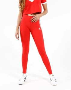 Adidas Originals Women's Adicolor 3 Stripes Tights Vivid Red HD2348 g - Picture 1 of 2