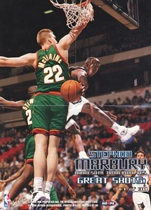 1997-98 NBA Hoops Great Shots Stephon Marbury Mini Poster #17 - Timberwolves - Picture 1 of 1