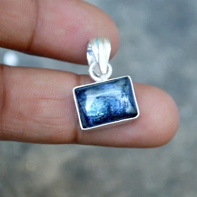 Colgante de regalo de plata de ley 925 con piedras preciosas de cianita azul para cabina cojín Foto 1 de 4