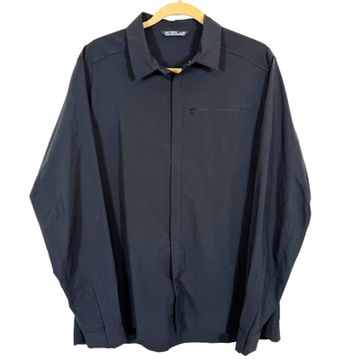Camisa Arc'teryx LS Skyline Negra Sólida Talla L Botones a Presión Gorpcore Foto 1 de 4