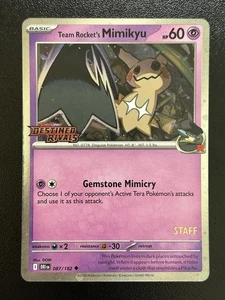 TEAM ROCKET'S MIMIKYU Destined Rivals Prerelease Staff Promo 087/182 HOLO NM (A) - Foto 1 di 8