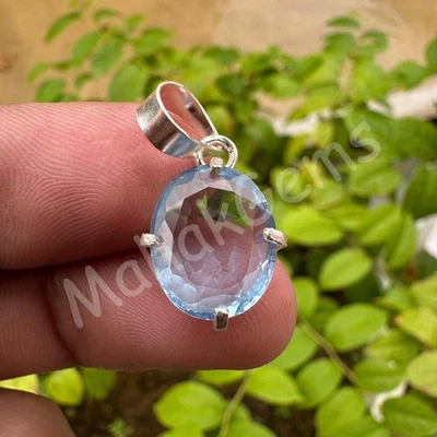 Colgante aguamarina azul Santa María de 11 quilates certificado natural - en plata maciza 925 Foto 1 de 4
