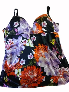 Swim Cacique Damen Tankini Schwimmoberteil geblümt mehrfarbig Größe 44DDD gepolsterte Cups - Bild 1 von 13