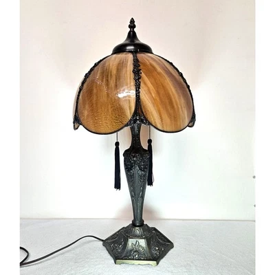 Meyda Tiffany Style Lion Head Dual Socket Slag Glass Shade Table Lamp  — 第 1/4 张图片