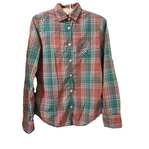 American Eagle Womens Long Sleeve Pastel Plaid Button Down Shirt Size 6 - Picture 1 of 7