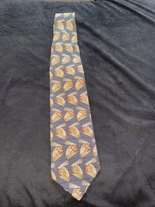 Henry Grethel Blue & Beige Men's Silk Neck Tie 58.5" Long x 3.9" Wide - Picture 1 of 8