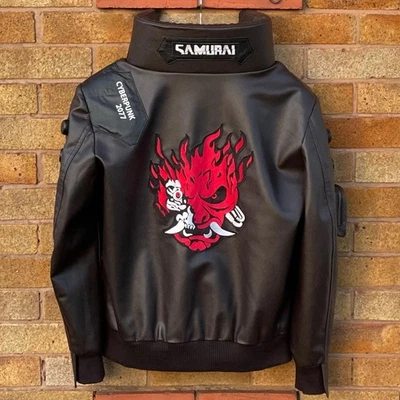 LED Collar Jacket Gaming Halloween Costume Handmade Leather Streetwear Cyberpunk - Image 1 of 4