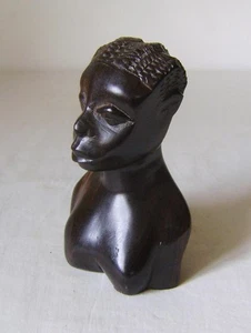 Testa di donna africana in ebano intagliato vintage: altezza 13 cm anni '60 circa - Foto 1 di 8