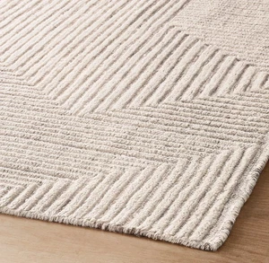 Mid-Century Modern Off-White 5x8 Geometrische Labyrinth Form Muster Struktur Flor Teppich - Bild 1 von 7