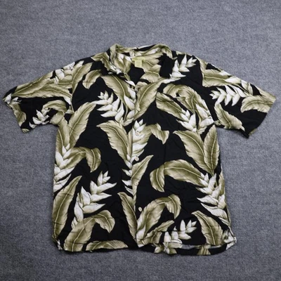 Camisa Islander Para Hombre Grande Negra Hawaiana Aloha Tropical Campamento Manga Corta Botón Foto 1 de 4