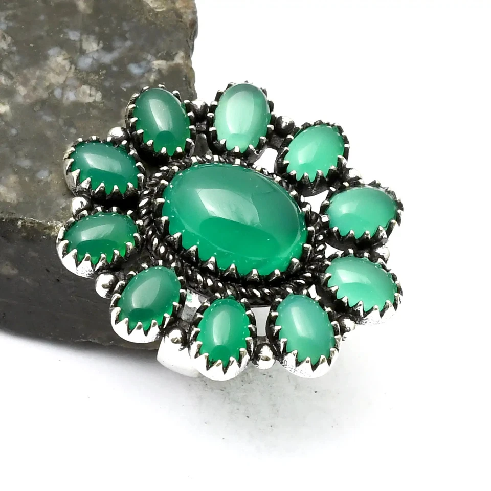 Anillo de piedras preciosas de ónix verde hecho a mano joyería regalo para Navidad EE. UU. talla 7 AR 26959 Foto 1 de 1