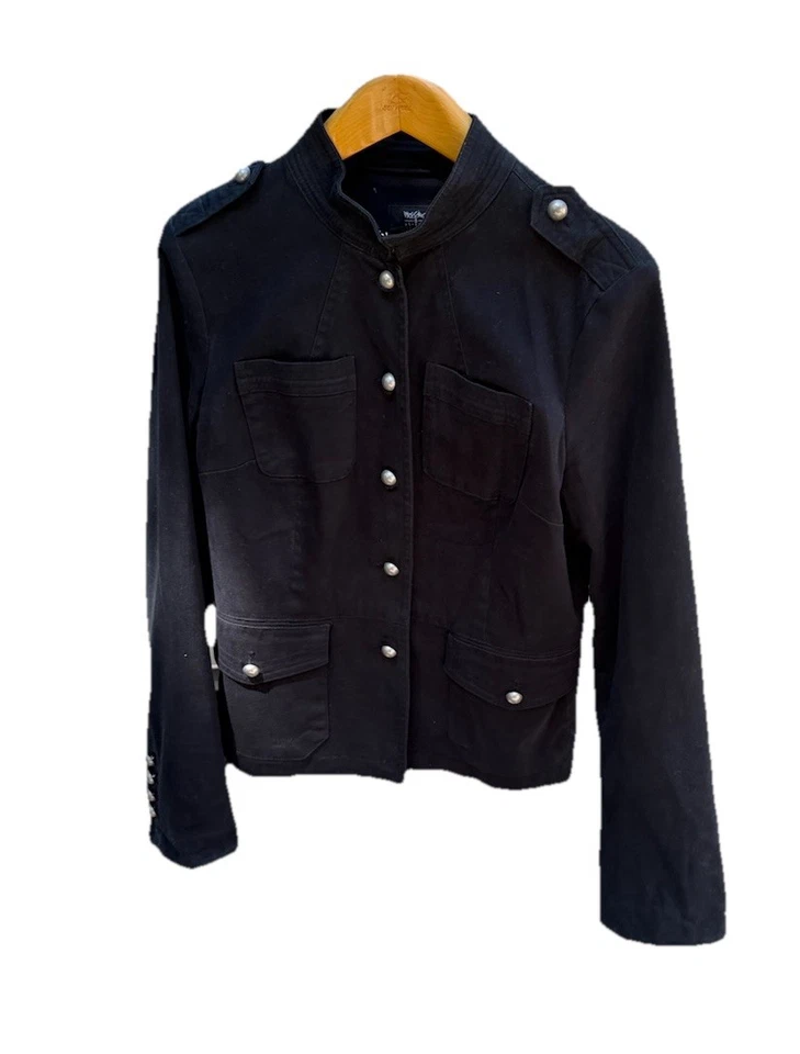 Mossimo черный военного стиля кнопки Blazer куртка женщин средний хлопок спандекс - Изображение 1 из 4