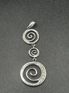 Spiral Circle 3 Tier Gemstone Necklace Charm 2Inches No Chain - Picture 1 of 3