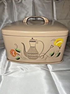 Vintage Midcentury Kuchenträger NUR DECKEL / DECKEL - KEIN TABLETT Beige Wasserkocher & Blume - Bild 1 von 13