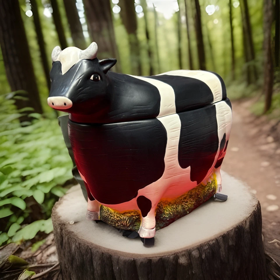 Vintaged Sakura Warren Kimble hand painted Cow cookie jar/Canister. Farm Décor  - Image 1 of 4