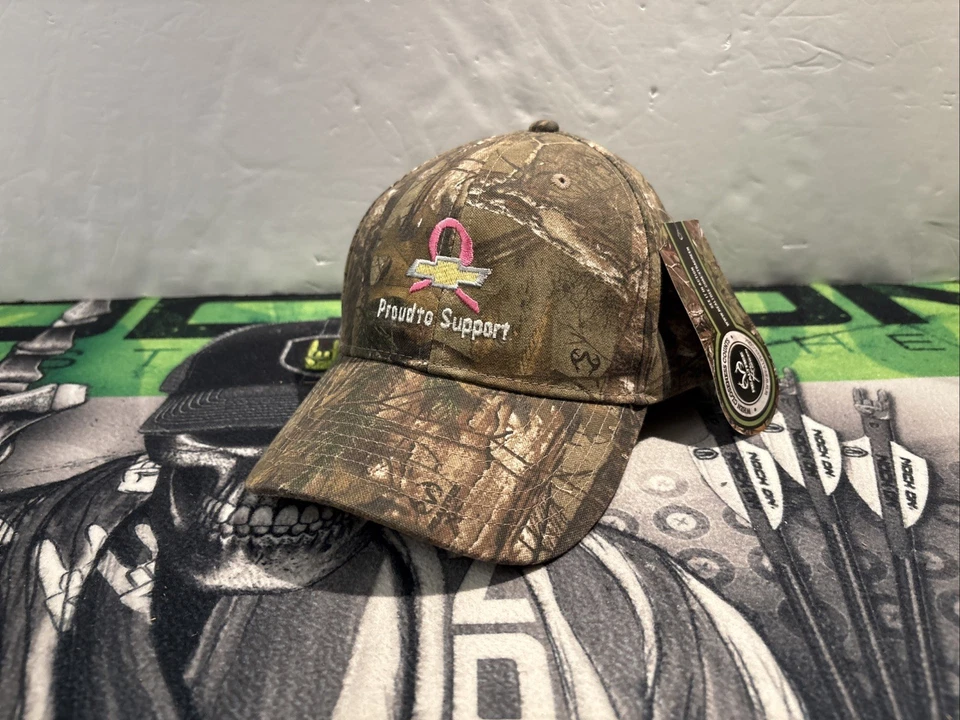 Chevrolet Realtree Xtra Camo Proud to Support Pink Ribbon Baseball Hat, New - Image 1 of 4