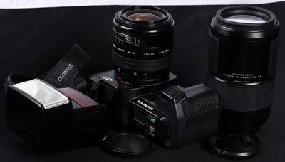 Olympus OM707 AF SLR + Battery Grip, AF 28-70mm, 70-210mm Lens & F280 Flash Kit - Image 1 of 4