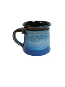 Tazza da caffè in ceramica smaltata a goccia blu fatta a mano - Foto 1 di 7