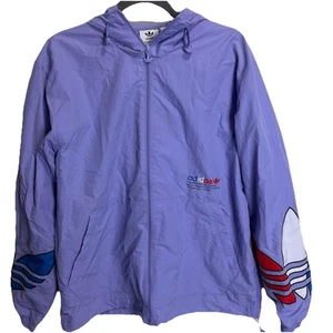 Adidas Originals Men’s Tricol ADICOLOR Windbreaker Jacket Hooded Size M Purple - Picture 1 of 10