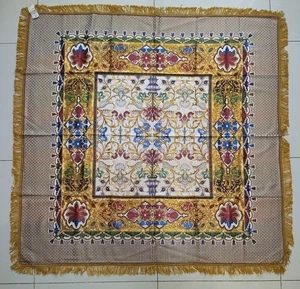 Vintage spanischer Gobelin Schal Sevilla FF Label bestickt Manton Altar Tuch - Bild 1 von 22
